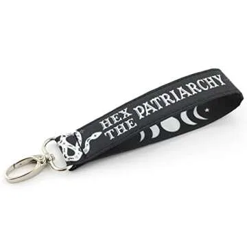 Hex the Patriarchy Keychain Feminist Witch Key Fob Witchy Aesthetic Lanyard Halloween Gifts Funny Spooky Accessories