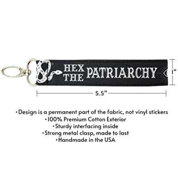 Hex the Patriarchy Keychain Feminist Witch Key Fob Witchy Aesthetic Lanyard Halloween Gifts Funny Spooky Accessories