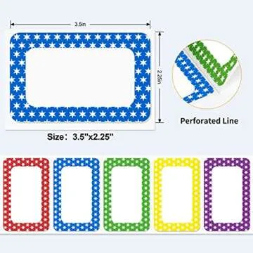 Methdic 5 Colors Name Tags Stickers 400 Labels Star Style for Office, Meeting, School, Teachers and ...