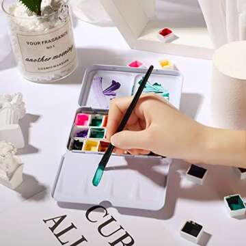 Zonon 53 Pieces Watercolor Paint Palette Metal Watercolor Tin Box Empty Palette Tray Half Pans Set P...