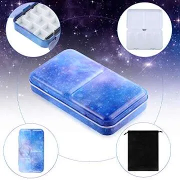 Zonon 53 Pieces Watercolor Paint Palette Metal Watercolor Tin Box Empty Palette Tray Half Pans Set Paint Case with Lid Storage Bag for Kids Air Acrylic Oil Painting Art Supplies(Starry Sky Color)