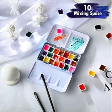 Zonon 53 Pieces Watercolor Paint Palette Metal Watercolor Tin Box Empty Palette Tray Half Pans Set Paint Case with Lid Storage Bag for Kids Air Acrylic Oil Painting Art Supplies(Starry Sky Color)