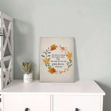 Fall Canvas Wall Art with Bible Verse for Home Decor