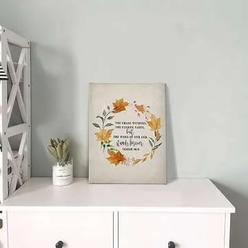 Fall Canvas Wall Art with Bible Verse for Home Decor