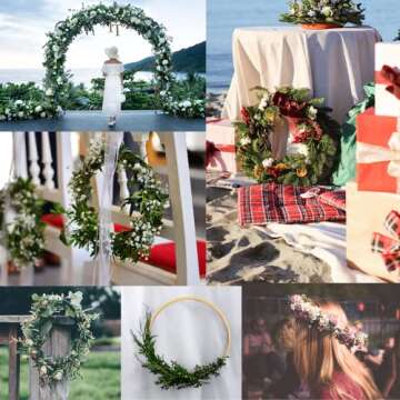 MATCHNE 12PCS 6inch to 12inch Wooden Bamboo Floral Hoop Wreath Macrame Craft Hoop Rings for DIY Dream Catcher, Wedding Wreath Decor and Wall Hanging Craft (12)