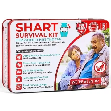 Funny Shart Survival Kit by Witty Yeti - Ultimate Poop Prank Gag Gift Set Contains Wet Wipes, Dispos...