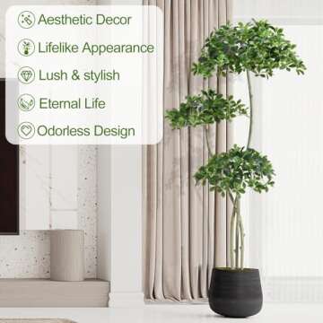 Keeplush 7ft Tall Artificial Black Olive Tree with 1575 Lifelike Leaves, Tall Fake Plants, Artificial Olive Tree Indoors in White Pots, Faux Olive Tree with 3 Poles for Living Room Office Garden Decor