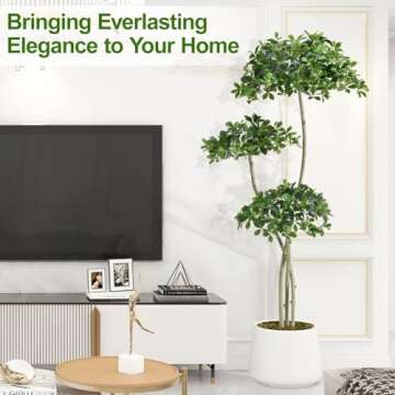 Keeplush 7ft Tall Artificial Black Olive Tree with 1575 Lifelike Leaves, Tall Fake Plants, Artificial Olive Tree Indoors in White Pots, Faux Olive Tree with 3 Poles for Living Room Office Garden Decor