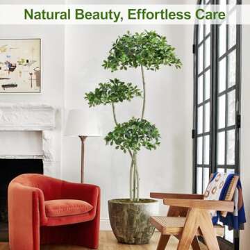 Keeplush 7ft Tall Artificial Black Olive Tree with 1575 Lifelike Leaves, Tall Fake Plants, Artificial Olive Tree Indoors in White Pots, Faux Olive Tree with 3 Poles for Living Room Office Garden Decor