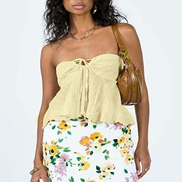 Usweetie Women Y2k Backless Tube Top Yellow S