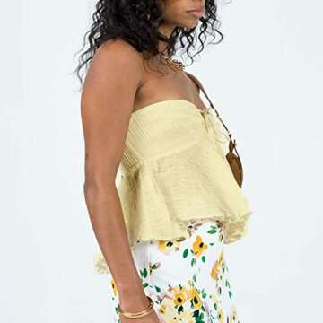 Usweetie Women Y2k Backless Tube Top Yellow S