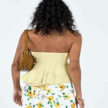 Usweetie Women Y2k Backless Tube Top Yellow S