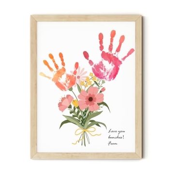TwoDays Flower Bouquet Handprint Art Craft DIY Kit, Unique Gifts for Mom from Daughter or Son for Mo...