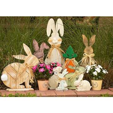 Boston International Easter Bunny Woodcut Tabletop Décor, 26.25-Inches, Mortimer Bunny