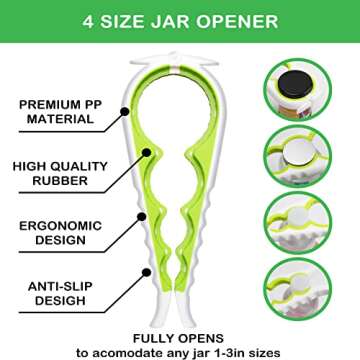 Jar Opener for Weak Hands, Seniors with Arthritis, 5 in 1 Multi Function Bottle Opener Lid Opener Fo...