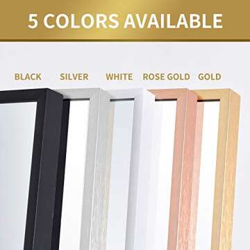 Full Length Mirror, Floor Standing Mirror, Full Body Mirror, Wall Mirror Full Length, Floor Mirror Full Length, Multi-Purpose Standing and Hanging, Thin Aluminum Frame, 65"×22", Black