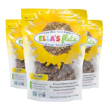 ELLA’S FLATS® Sesame All Seed Savory Crisps – All Natural, Gluten Free, Good Source of Protein,...