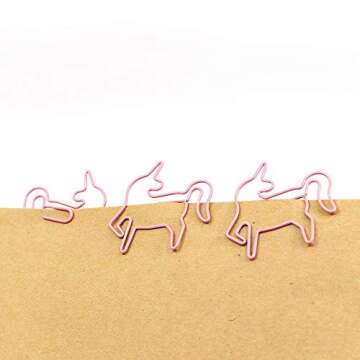 Unicorn Paper Clips, Cute Small Animal Shape Paperclips - Bookmark Clips Metal File Note Clips Page Marker for School Wedding Party Invitation Decoration - Planner Paperclips (20 pcs) (Unicorn)