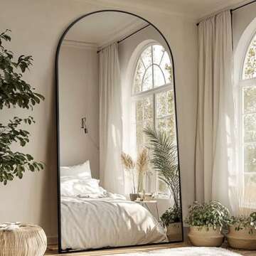 Antok Full Length Mirror, 44"x82" Oversized Floor Mirror, Arched Full Body Mirror with Stand Large F...