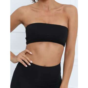 MISSACTIVER Women's Padded Strapless Bandeau Sport Bra Solid Sleeveless Wireless Support Bralette Cr...