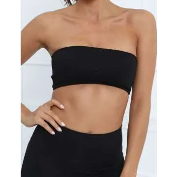 MISSACTIVER Women's Padded Strapless Bandeau Sport Bra Solid Sleeveless Wireless Support Bralette Cr...