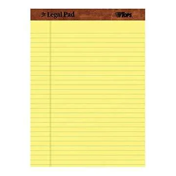 TOPS 8.5 x 11.75 Legal Pads, 12 Pack, The Legal Pad Brand, Wide Ruled, Yellow Paper, 50 Sheets Per Writing Pad, Made in the USA (7532)