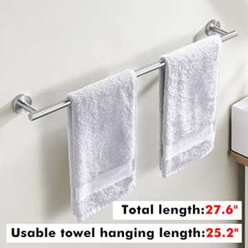 KES Bathroom Towel Bar 25.2 Inches Bath Towel Rack for Bathroom Towel Holder SUS304 Stainless Steel ...