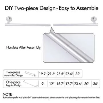 KES Bathroom Towel Bar 25.2 Inches Bath Towel Rack for Bathroom Towel Holder SUS304 Stainless Steel Brushed Finish, Total Length 27.6 Inch, A2000S70B-2