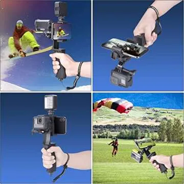 2in1 Ergonomic Portable Action Camera+Smartphone SYN Hand Grip Stabilizer Combo Mount Video Vlogging...