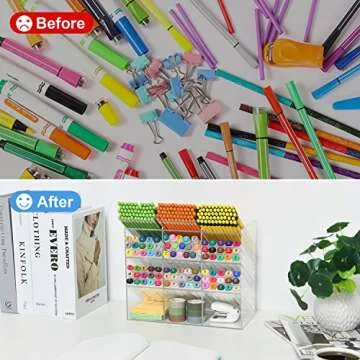 Marbrasse Acrylic Pen Organizer - 12 Compartments for Office