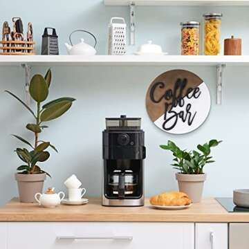 Wooden Coffee Bar Sign Round-Modern Farmhouse Coffee Bar Decor 3D Coffee Cutout Sign Hanging Wall Decor Tiered Tray Decor Coffee Lover Gift for Home Restaurants Outdoor Indoor Decoration (Rustic)