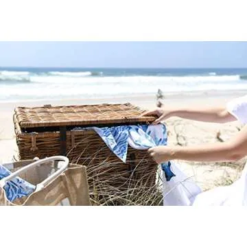 Ocean Beach Theme Kitchen 100% Cotton Dish Tea Towels. Blue Decor Set of 3, Luxury Dish Cloths. Eco Friendly Coastal Dishtowels. Absorbent, Perfect for Entertaining & Cooking. Fantastic Gift Idea!