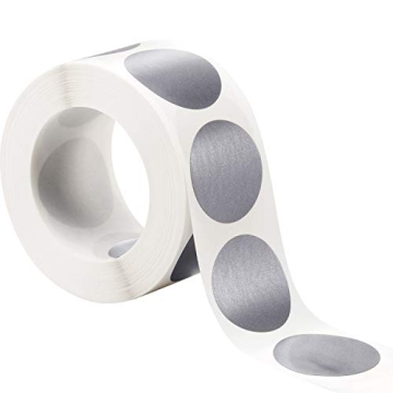 Leinuosen 1 Roll 500 Pcs s 1" Round Scratch Off Stickers Self Adhesive Labels for DIY Scratch Off Re...