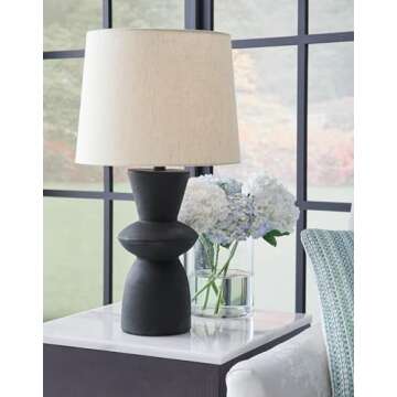 Signature Design by Ashley Scarbot Modern Distressed Paper Composite Table Lamp Set - 2 Pack
