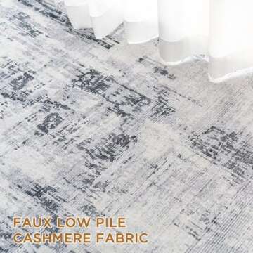 Vamcheer Washable Abstract Area Rug - Contemporary Style for Living Room, Bedroom, Kitchen - Machine Washable Rug for Living Room - Non-Shedding and Easy-Cleaning - Grey 6x9 ft