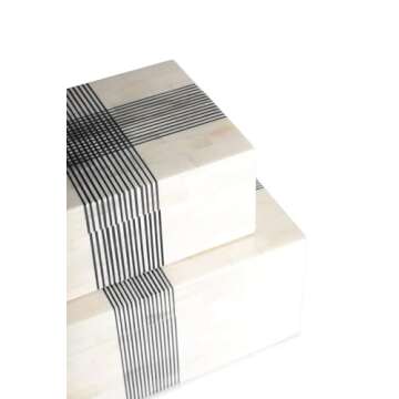 HANSA IT’S WORTH IT Bone Inlay, Resin, MDF Wood Jewelry Box with Lid Handmade Jewelry Organizer Bo...