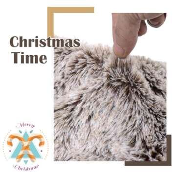 GMOEGEFT 32" Brown Faux Fur Christmas Tree Skirt