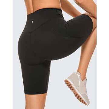 CRZ YOGA Women's Butterluxe Biker Shorts 8 Inches - High Waisted Side Pockets Workout Yoga Volleyball Buttery Soft Black X-Small