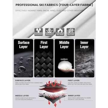 WULFUL Women’s Waterproof Snow Ski Jacket Mountain Windproof Winter Coat with Detachable Hood