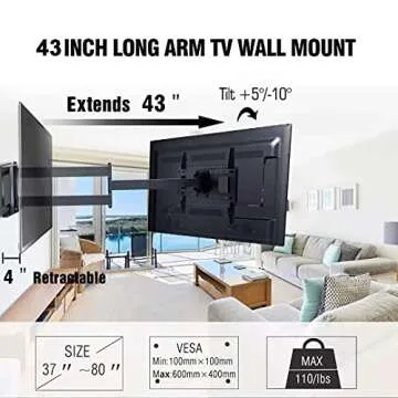 FORGING MOUNT Long Extension TV Mount Full Motion Wall Bracket with 42 inch Long Arm Articulating TV...