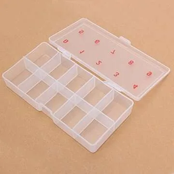 Tinksky 10-cell Nail Tips Rhinestones Storage Case Box Container or for Storing Earrings, Rings