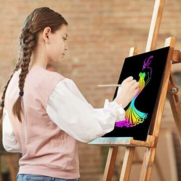 pigipigi Big Sheets 8''x 11'' Scratch Paper Art Craft for Kids - Black Rainbow Magic Scratch Off Paper Kit Drawing Pad Set for Girls Boys Party Activity Game Birthday Christmas Easter Toy Gifts