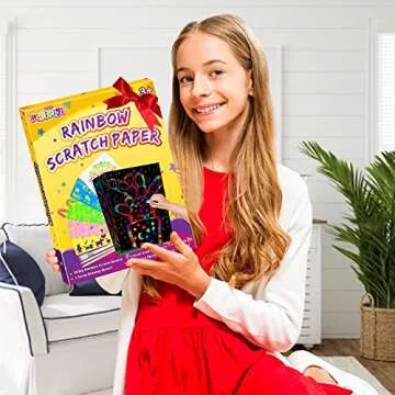 pigipigi Big Sheets 8''x 11'' Scratch Paper Art Craft for Kids - Black Rainbow Magic Scratch Off Paper Kit Drawing Pad Set for Girls Boys Party Activity Game Birthday Christmas Easter Toy Gifts