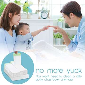 TidyTots Disposable Potty Chair Liners and Pads for Potty Training Toddlers | Compatible with OXO 2-in-1 Go Potty | Combo Travel Pack of 32 Potty Liners and 32 Absorbent Pads | Keeps Potty Seat Clean