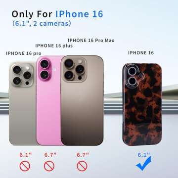 Aijohnny Phone Case for iPhone 16, Lightweight Tortoiseshell TPU Slim Phone Cover for Women, Drop Pr...