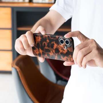 Aijohnny Phone Case for iPhone 16, Lightweight Tortoiseshell TPU Slim Phone Cover for Women, Drop Protection Shockproof Protective Phone Holder (for iPhone 16)