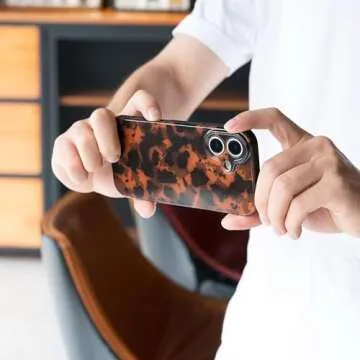 Aijohnny Phone Case for iPhone 16, Lightweight Tortoiseshell TPU Slim Phone Cover for Women, Drop Protection Shockproof Protective Phone Holder (for iPhone 16)