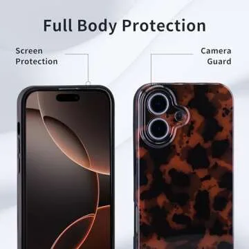 Aijohnny Phone Case for iPhone 16, Lightweight Tortoiseshell TPU Slim Phone Cover for Women, Drop Protection Shockproof Protective Phone Holder (for iPhone 16)