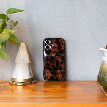 Aijohnny Phone Case for iPhone 16, Lightweight Tortoiseshell TPU Slim Phone Cover for Women, Drop Protection Shockproof Protective Phone Holder (for iPhone 16)