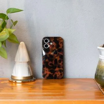 Aijohnny Phone Case for iPhone 16, Lightweight Tortoiseshell TPU Slim Phone Cover for Women, Drop Protection Shockproof Protective Phone Holder (for iPhone 16)